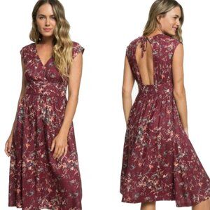 ROXY Poetic Sleeveless Midi Length Dress, Cap Sleeve, Open Back, Medium M NWT